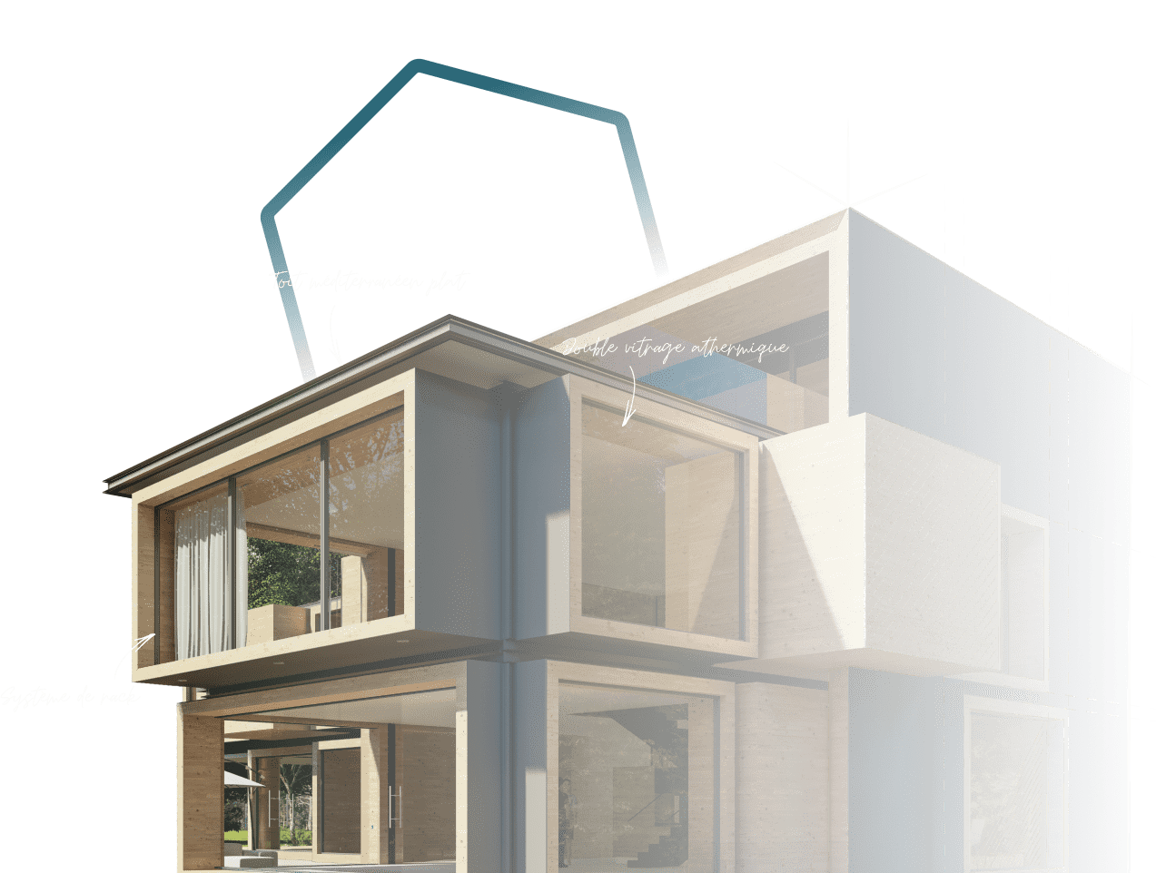 Illustration d'une maison en 3D pour la page d'accueil