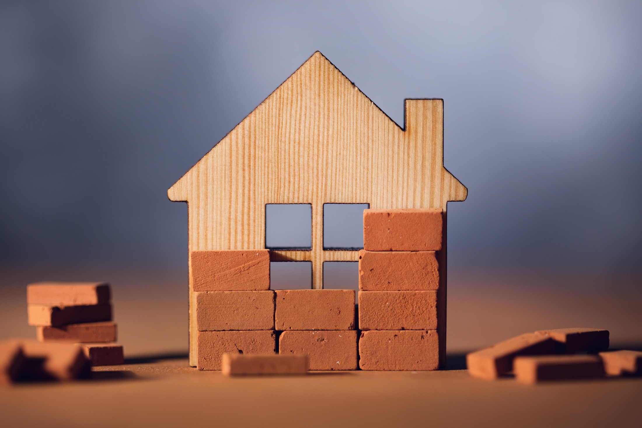 Illustration maison en bois avec des briques